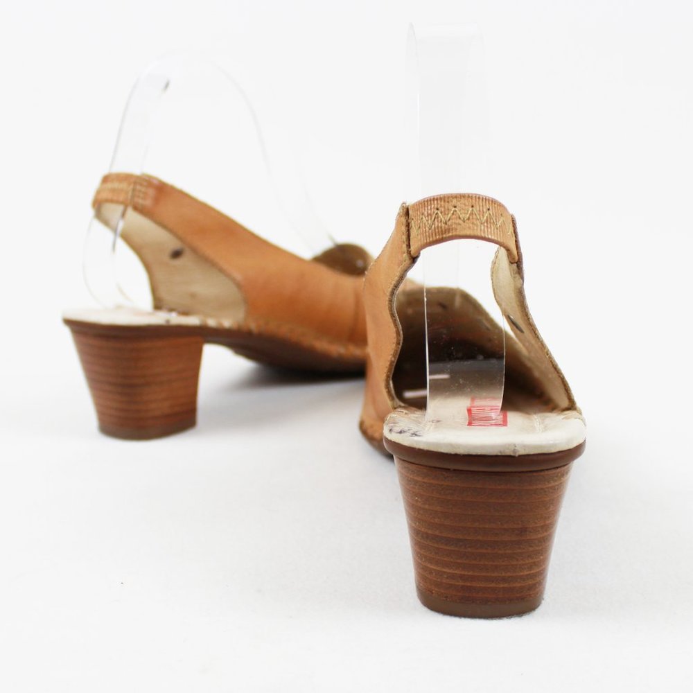 Pikolinos Tan Floral Pattern Sling-back Leather Shoes - Picture 5 of 14